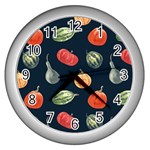 Vintage Vegetables  Wall Clock (Silver) Front