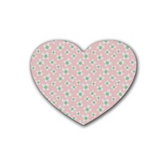 Pink Spring Blossom Rubber Heart Coaster (4 Pack) by ConteMonfreyShop