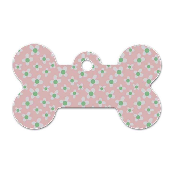 Pink Spring Blossom Dog Tag Bone (Two Sides)