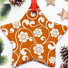 Orange Floral Walls  Ornament (star) by ConteMonfreyShop