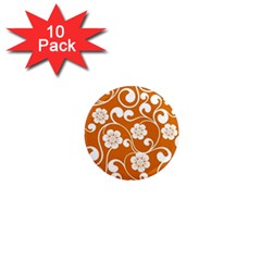 Orange Floral Walls  1  Mini Magnet (10 Pack)  by ConteMonfreyShop