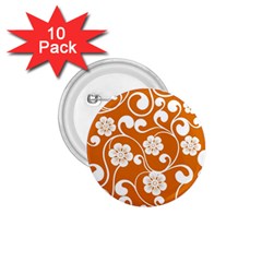 Orange Floral Walls  1 75  Button (10 Pack)  by ConteMonfreyShop