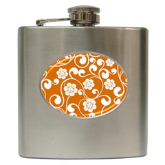 Orange Floral Walls  Hip Flask (6 Oz) by ConteMonfreyShop