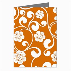 Orange Floral Walls  Greeting Cards (pkg Of 8)