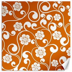 Orange Floral Walls  Canvas 16  X 16 