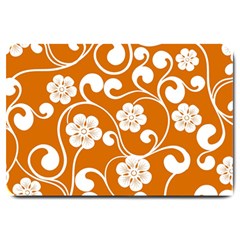 Orange Floral Walls  Large Doormat by ConteMonfreyShop