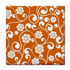 Orange Floral Walls  Face Towel