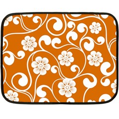 Orange Floral Walls  Fleece Blanket (mini)