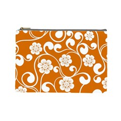 Orange Floral Walls  Cosmetic Bag (large) by ConteMonfreyShop