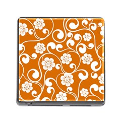 Orange Floral Walls  Memory Card Reader (square 5 Slot)