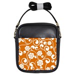 Orange Floral Walls  Girls Sling Bag Front