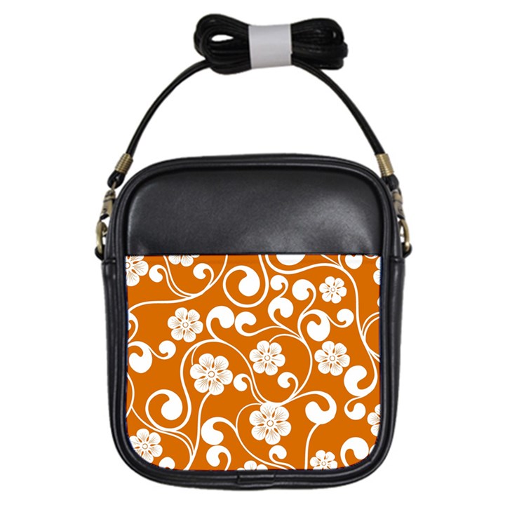 Orange Floral Walls  Girls Sling Bag