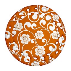 Orange Floral Walls  Ornament (round Filigree)