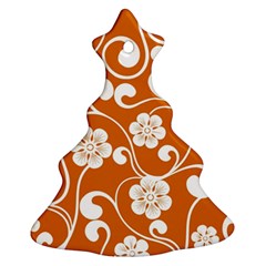 Orange Floral Walls  Ornament (christmas Tree) 