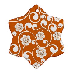 Orange Floral Walls  Snowflake Ornament (two Sides) by ConteMonfreyShop