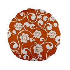 Orange Floral Walls  Standard 15  Premium Round Cushion 