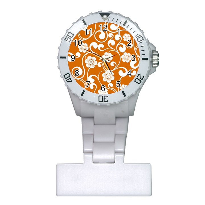 Orange Floral Walls  Plastic Nurses Watch