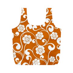 Orange Floral Walls  Full Print Recycle Bag (m)