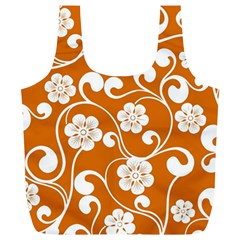 Orange Floral Walls  Full Print Recycle Bag (xl) by ConteMonfreyShop