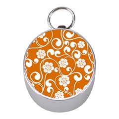 Orange Floral Walls  Silver Compass (mini) by ConteMonfreyShop