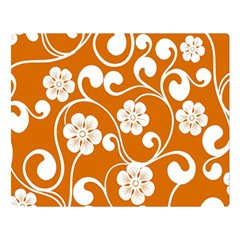 Orange Floral Walls  Double Sided Flano Blanket (large)