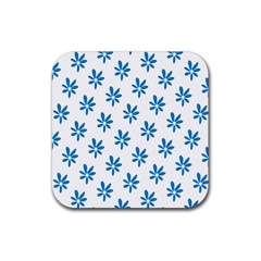 Little Blue Daisies  Rubber Coaster (square)