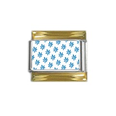 Little Blue Daisies  Gold Trim Italian Charm (9mm)