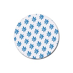 Little Blue Daisies  Rubber Coaster (round)