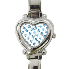 Little Blue Daisies  Heart Italian Charm Watch