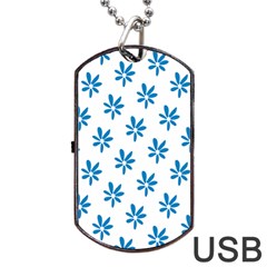 Little Blue Daisies  Dog Tag Usb Flash (one Side)