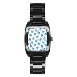 Little Blue Daisies  Stainless Steel Barrel Watch Front