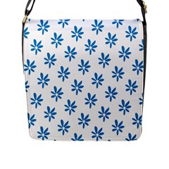 Little Blue Daisies  Flap Closure Messenger Bag (l)