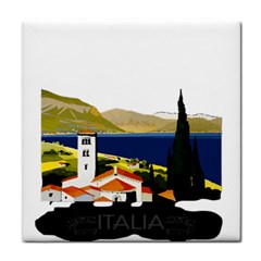 River Small Town Landscape Tile Coaster by ConteMonfrey