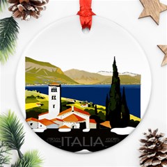 River Small Town Landscape Ornament (round) by ConteMonfrey