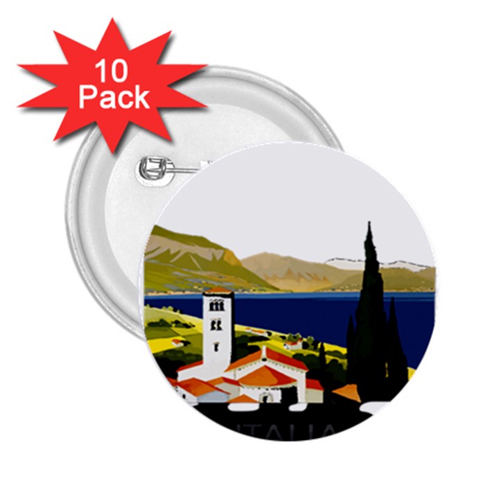 River Small Town Landscape 2.25  Buttons (10 pack) 