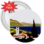 River Small Town Landscape 3  Buttons (10 pack)  Front