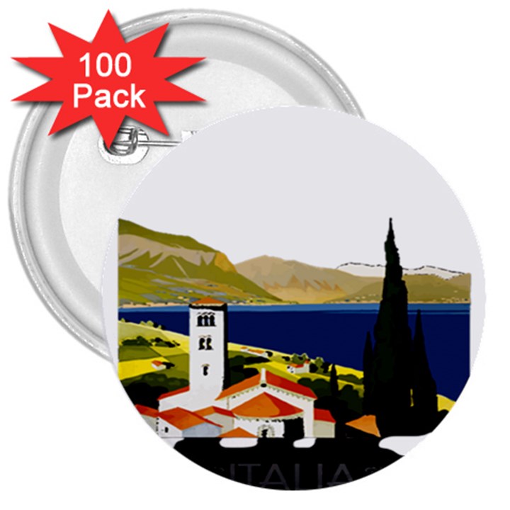 River Small Town Landscape 3  Buttons (100 pack) 