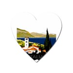 River Small Town Landscape Heart Magnet Front