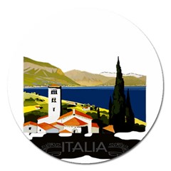 River Small Town Landscape Magnet 5  (round) by ConteMonfrey