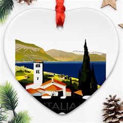 River Small Town Landscape Heart Ornament (two Sides) by ConteMonfrey