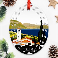 River Small Town Landscape Ornament (oval Filigree)