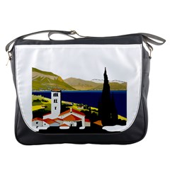 River Small Town Landscape Messenger Bag by ConteMonfrey