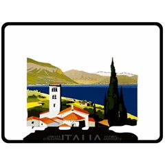 River Small Town Landscape Double Sided Fleece Blanket (large)  by ConteMonfrey