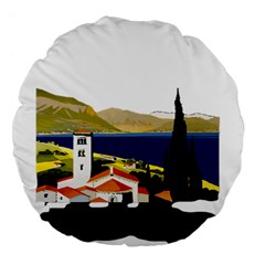 River Small Town Landscape Large 18  Premium Flano Round Cushions by ConteMonfrey