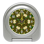 Flower Power And Big Porcelainflowers In Blooming Style Travel Alarm Clock Front