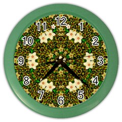 Flower Power And Big Porcelainflowers In Blooming Style Color Wall Clock by pepitasart