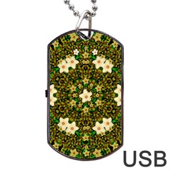 Flower Power And Big Porcelainflowers In Blooming Style Dog Tag Usb Flash (one Side) by pepitasart