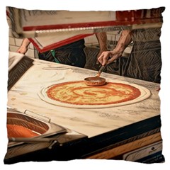 Let`s Make Pizza Large Flano Cushion Case (two Sides) by ConteMonfrey