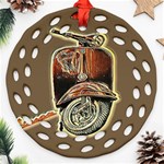 Beep, beep! Vespa lover has arrived! Round Filigree Ornament (Two Sides) Back