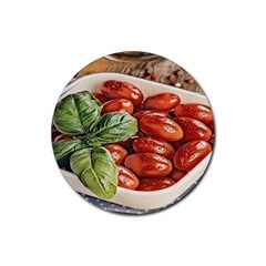 Fresh Tomatoes - Italian Cuisine Rubber Round Coaster (4 Pack) by ConteMonfrey